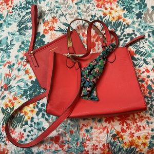 Anne Klein Coral Color Purse and Removable Pouch